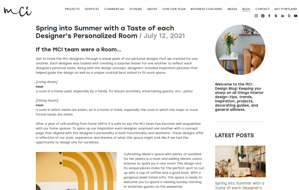 interior design blog post example