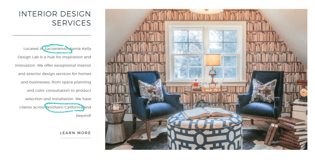 SEO-optimized interior design website example